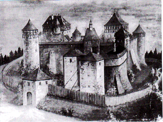 Ein Aquarell der Hohenberger Burg