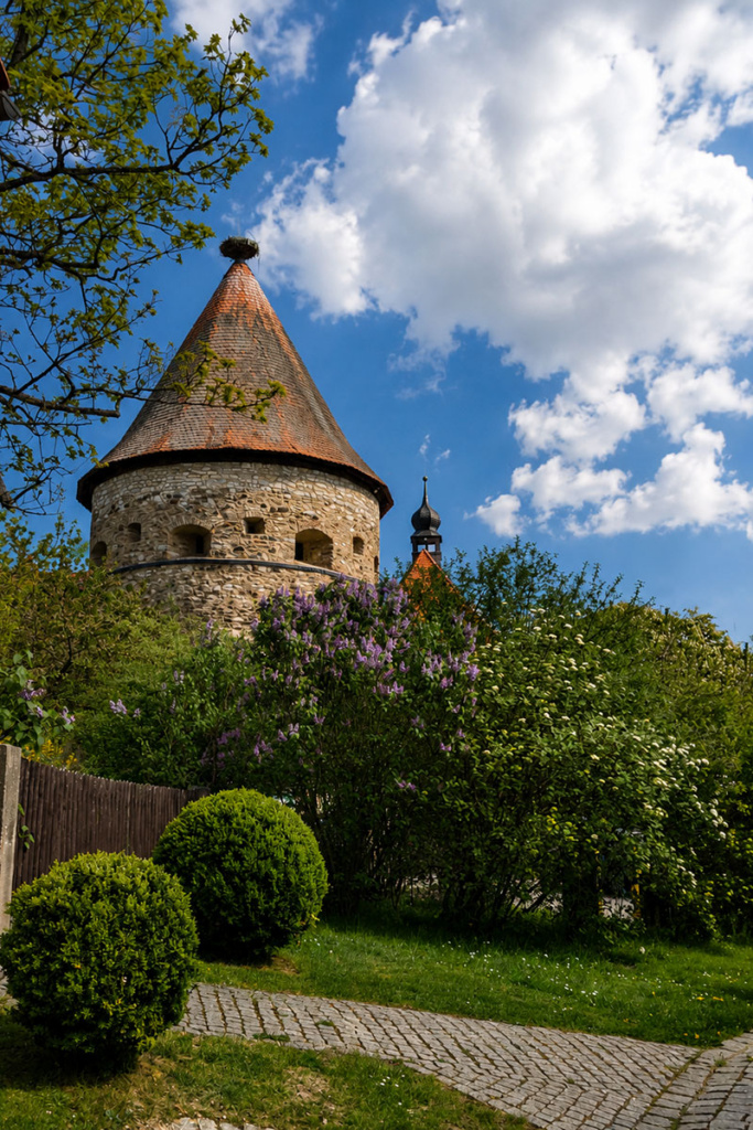 Blick auf den Storchenturm im Frühling